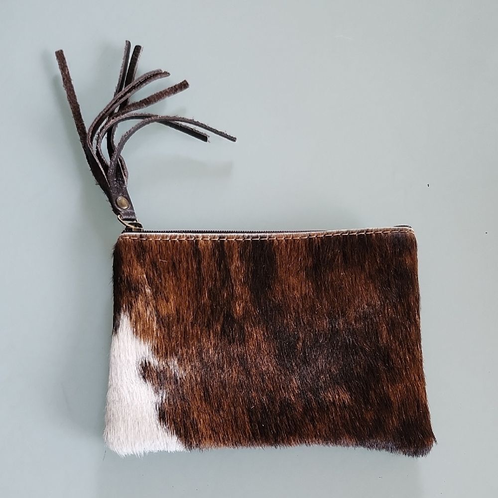 Flavia Maria Western Rustic Chic Coastal Cowgirl Calfskin Leather Clutch